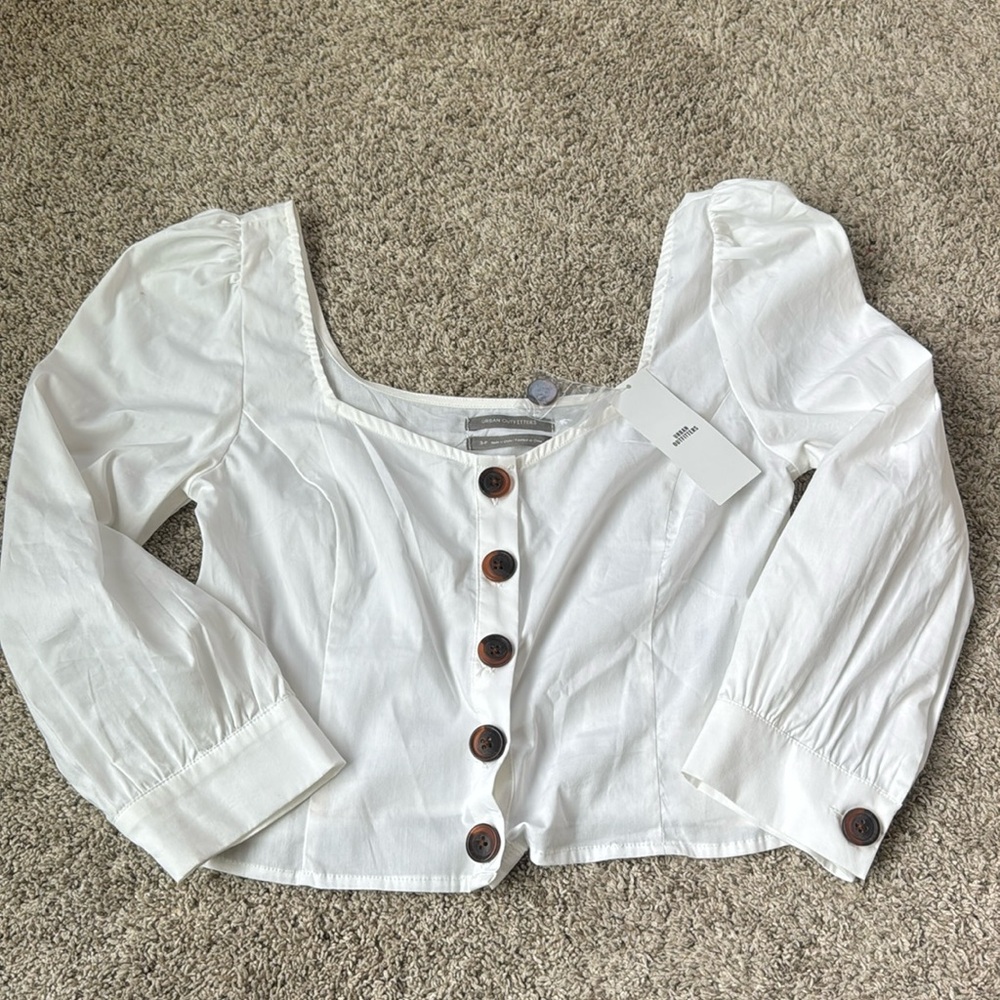 UO Urban Outfitters Chloe Balloon Sleeve Button-Down Top